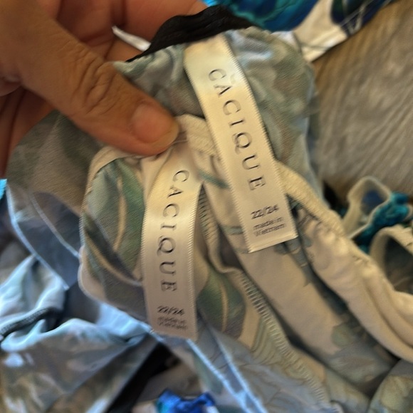 Cacique Floral Pajama Set - Black and Cream with Blue Accents - Picture 5 of 6